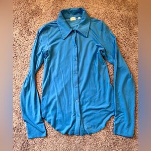 Wilfred vibrant blue button down long sleeve shirt - Small